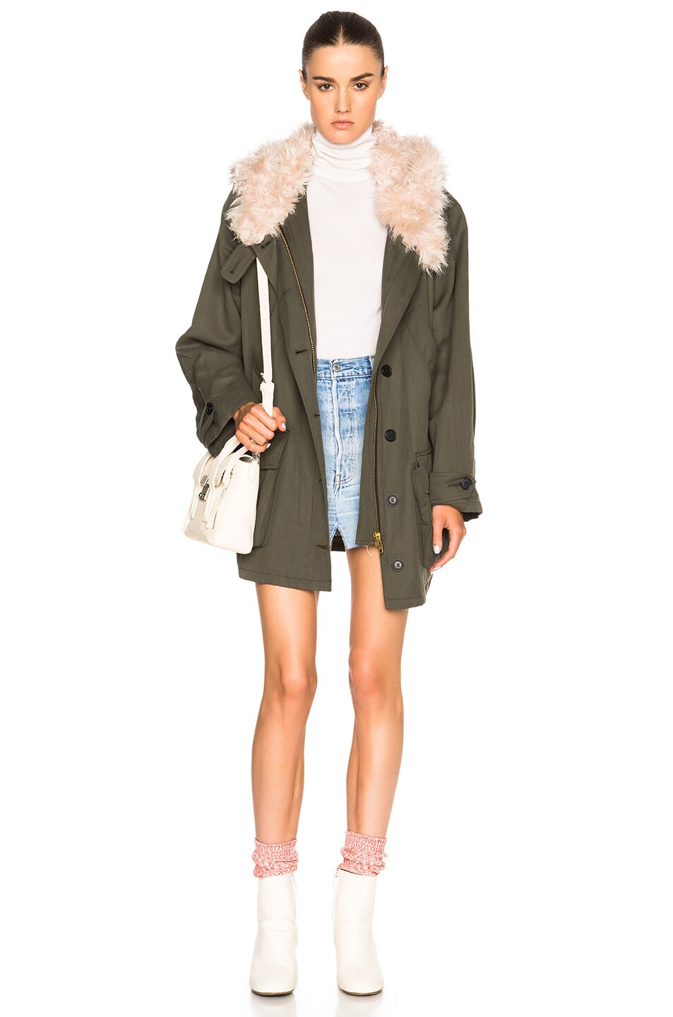 Image 1 of Smythe Anorak with Faux Fur Collar in Army