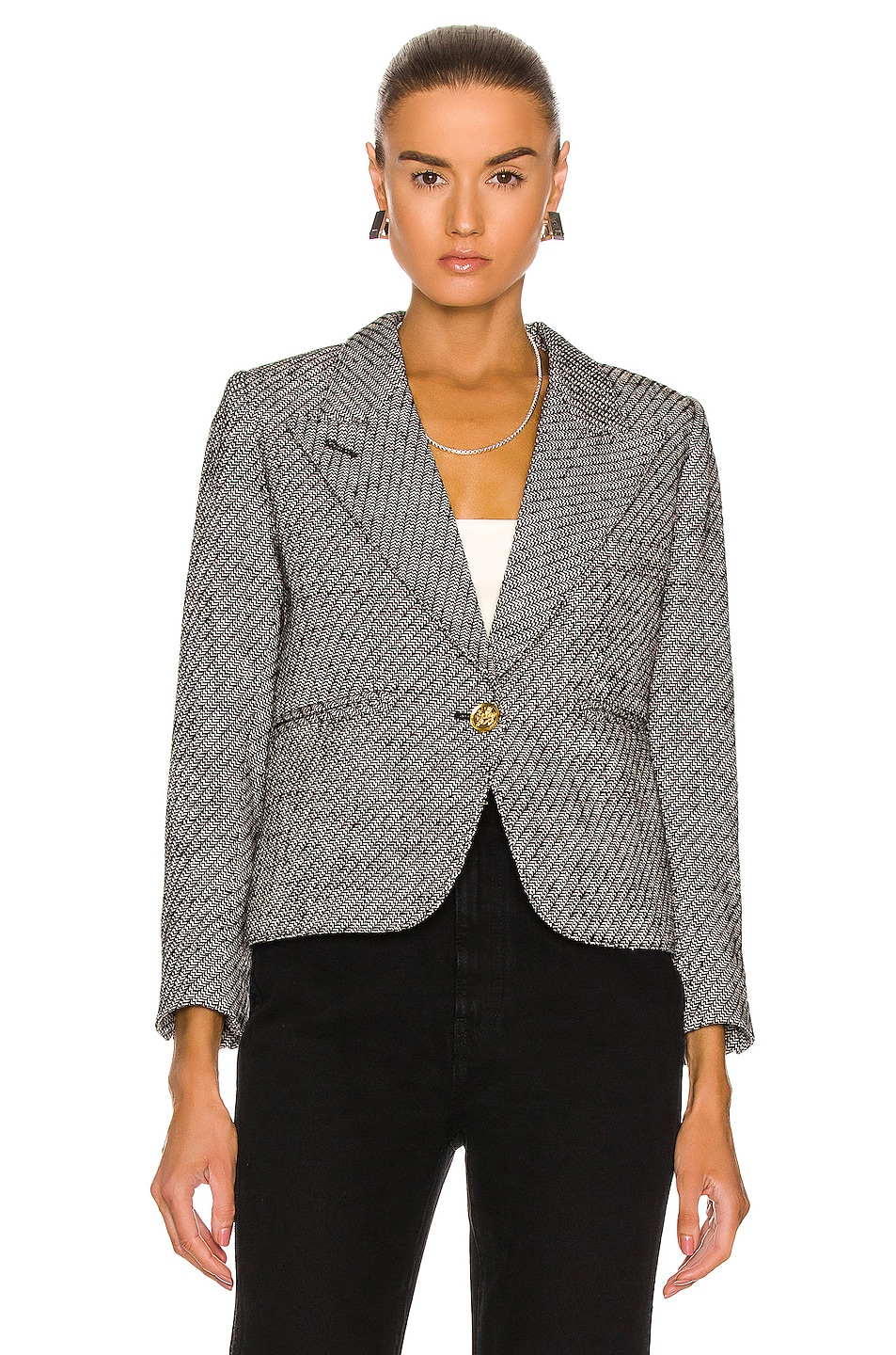 Smythe Shrunken 90's Blazer in Salt & Pepper | FWRD