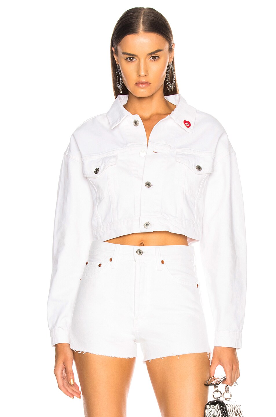 Image 1 of Solid & Striped x RE/DONE Hollywood Cropped Jacket in Dirty White