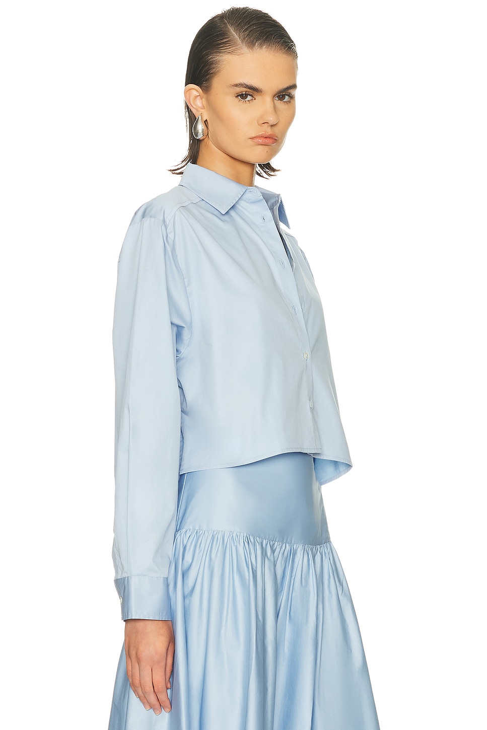 Solid & Striped The Cropped Avril Button-up Shirt In Blue