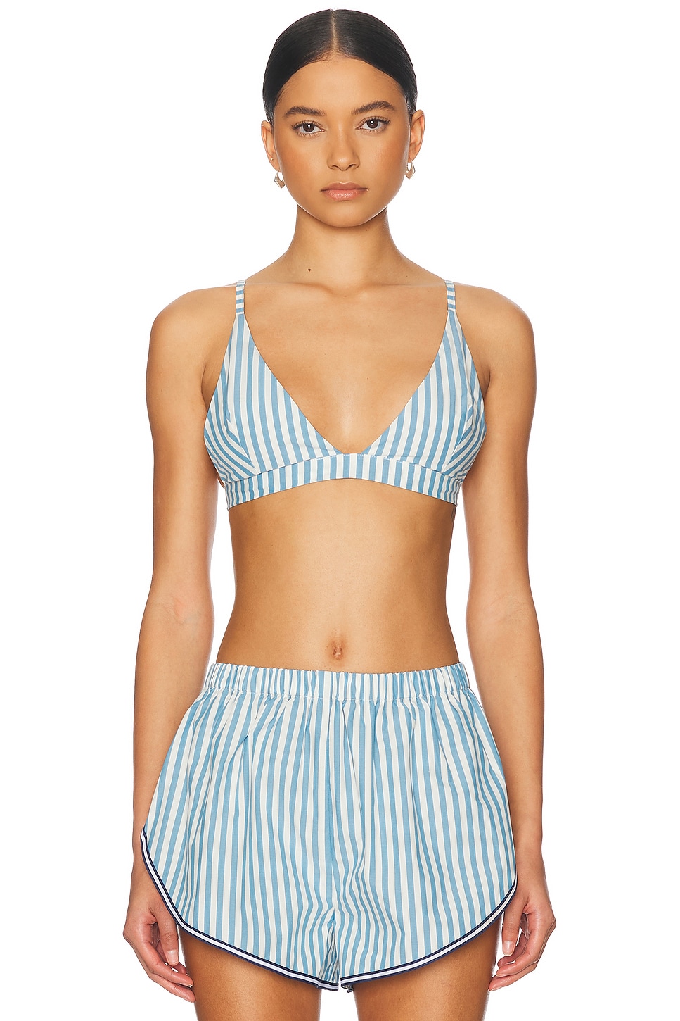 Image 1 of Solid & Striped The Tessa Bralette in French Blue & Brule Stripe
