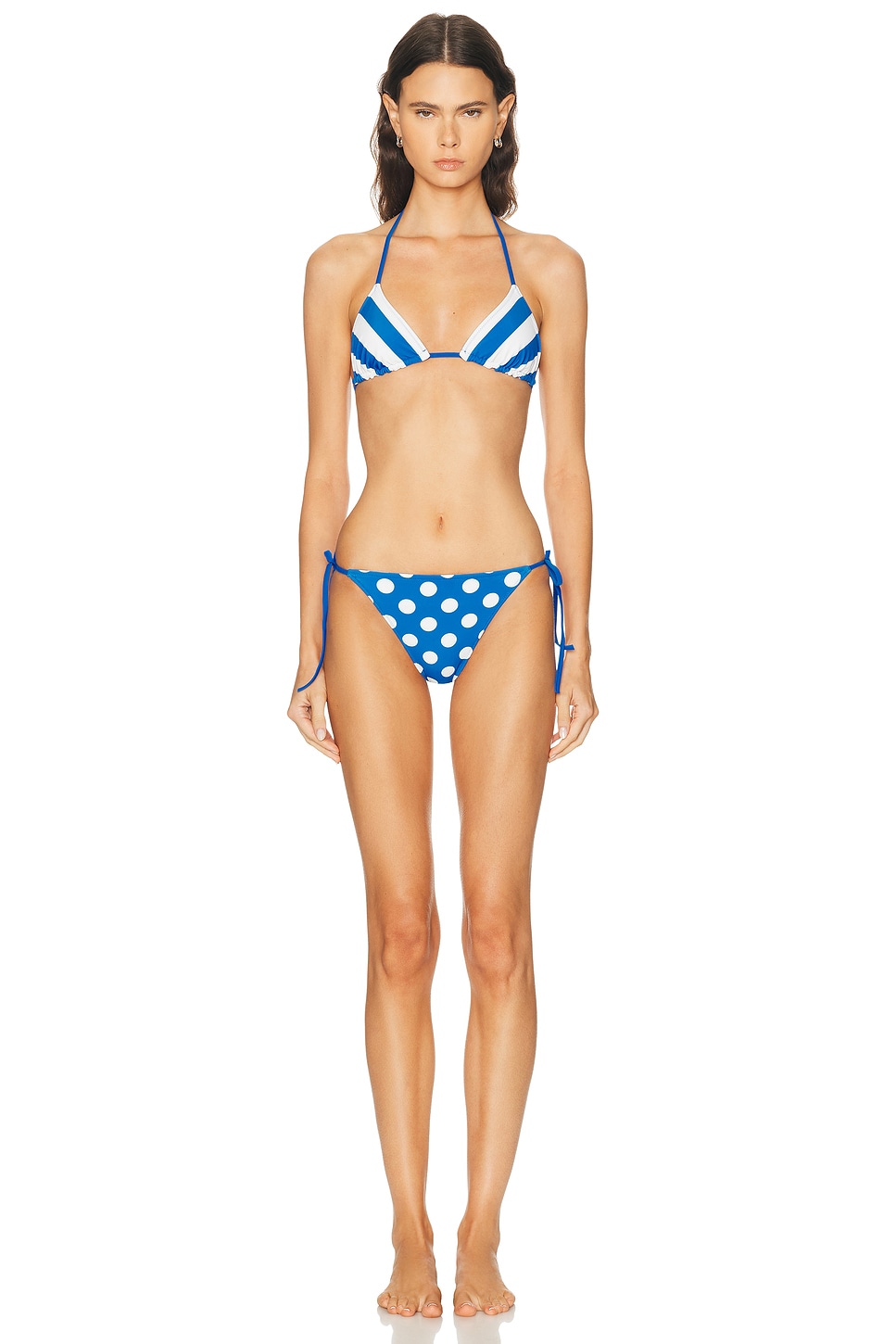 Solid & Striped The Iris Reversible Bikini Top In Blue