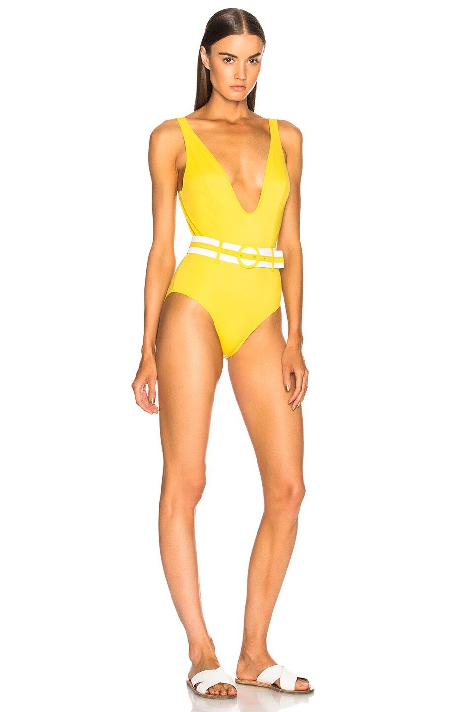 Image 1 of Solid & Striped Victoria Swimsuit in Mustard