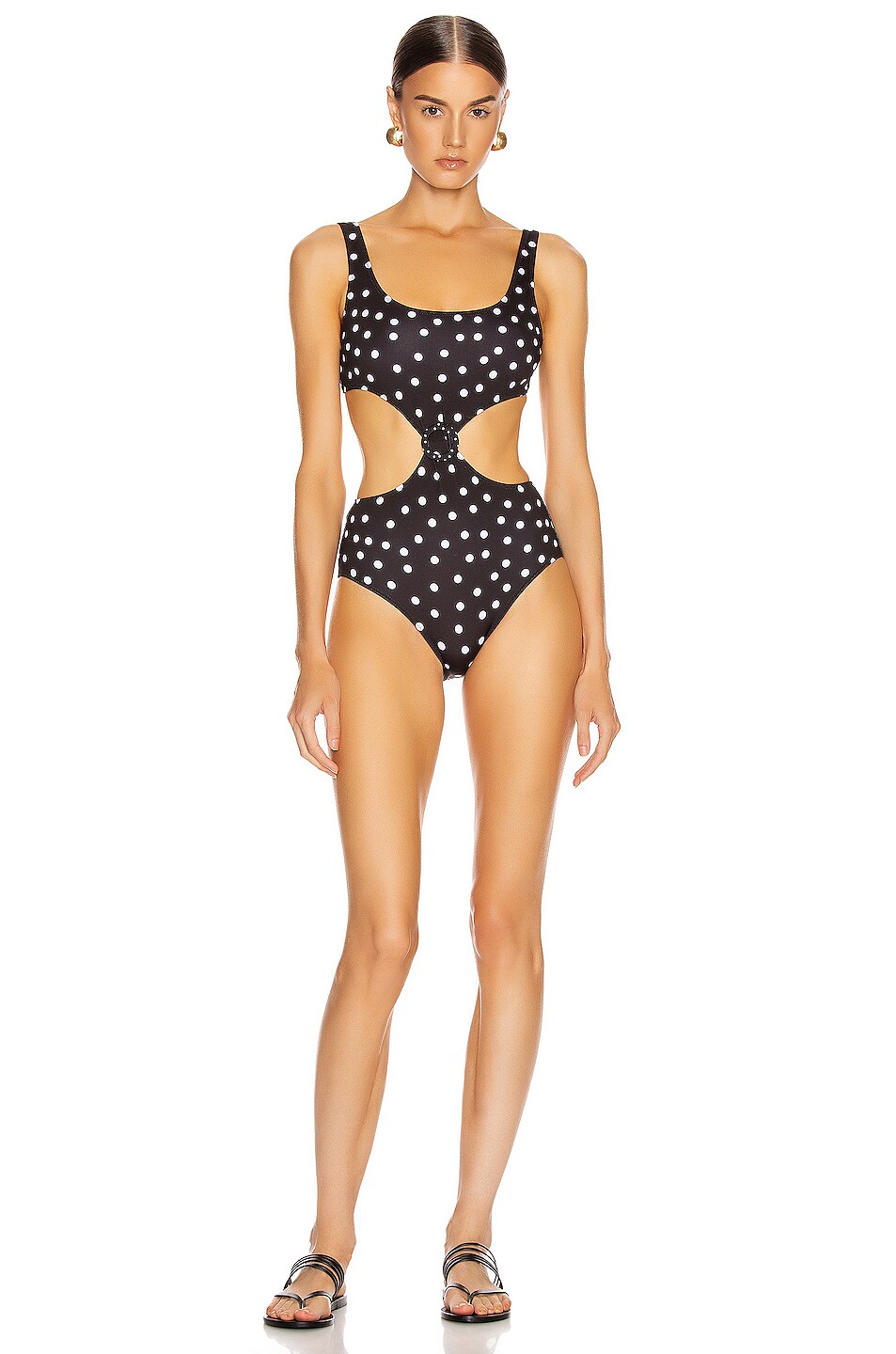 Image 1 of Solid & Striped Bailey Buckle Swimsuit in Black Scattered Dot