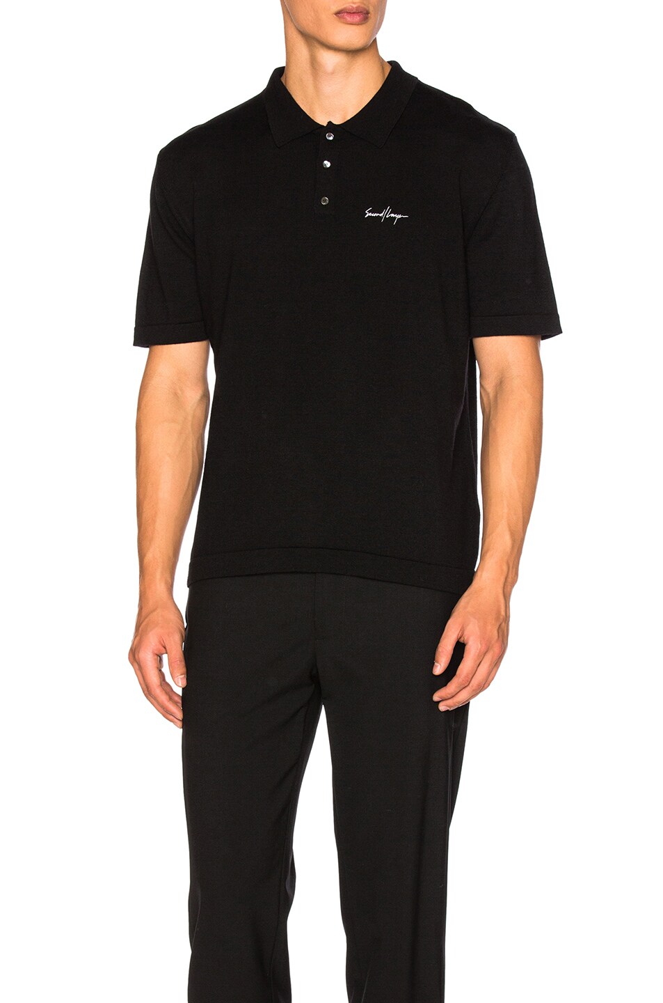 Image 1 of Second/Layer Merino Knit Polo in Black