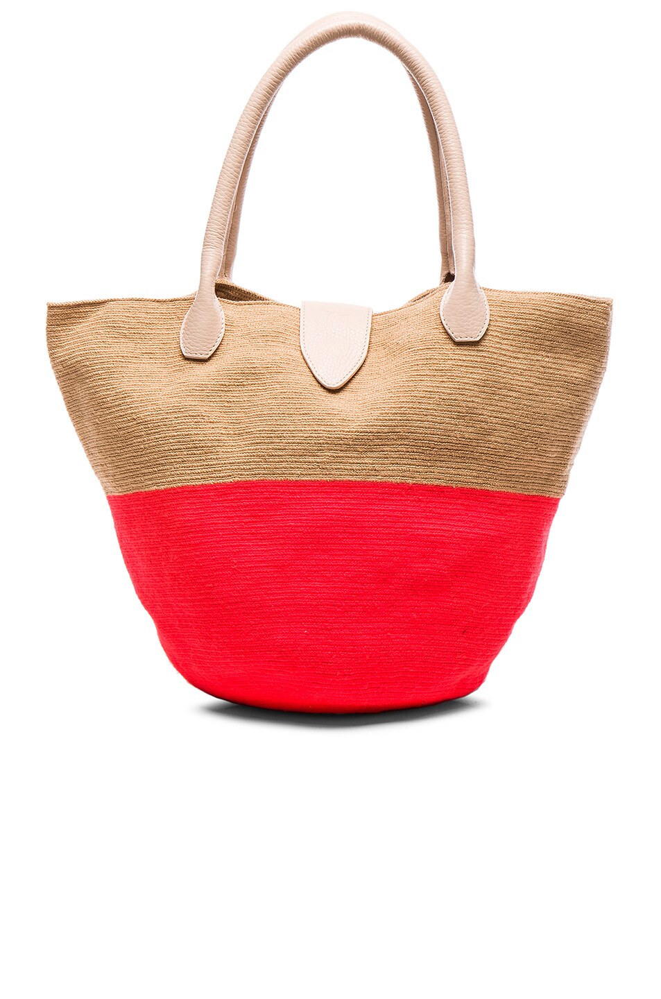 Image 1 of Sophie Anderson Canasta Tote in Beige Hot Coral