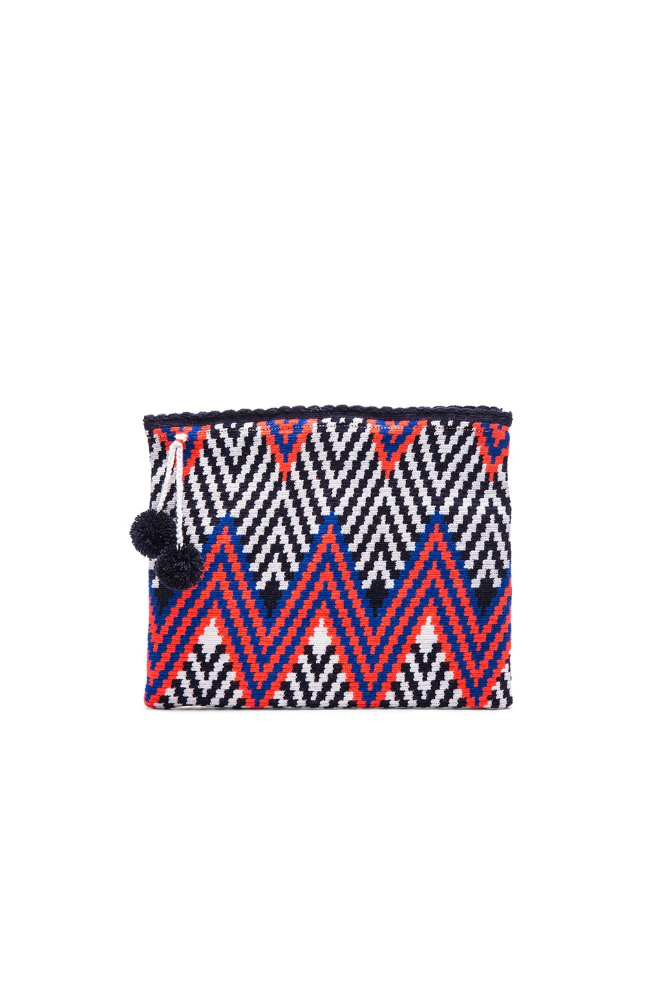 Image 1 of Sophie Anderson Lia 2 Clutch in Coral & Blue Zig Zag