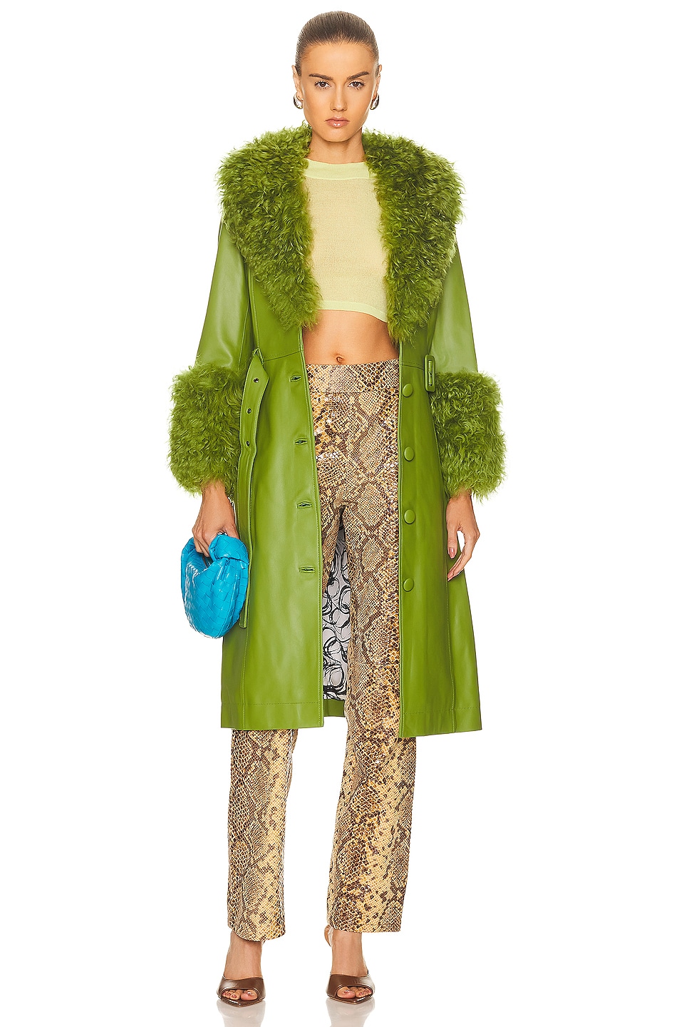 Image 1 of Saks Potts Foxy Shearling Coat in Forest