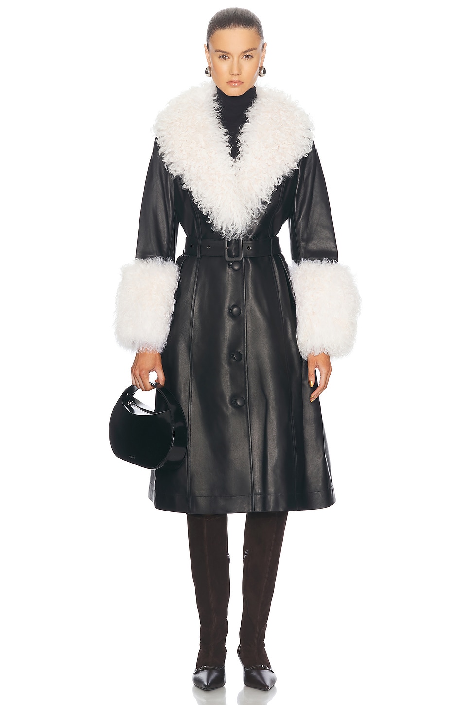 Image 1 of Saks Potts Foxy Coat in Black & Cloud