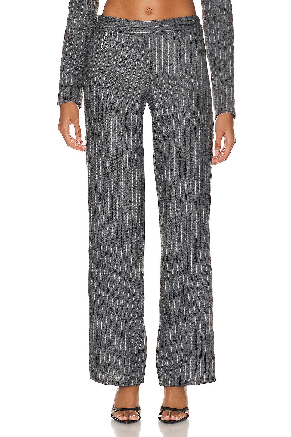 Image 1 of Saks Potts Payton Pants in Grey Pinstripe