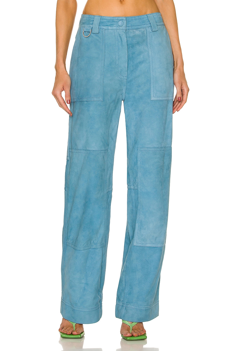 Image 1 of Saks Potts Rose Suede Pant in Stone Blue