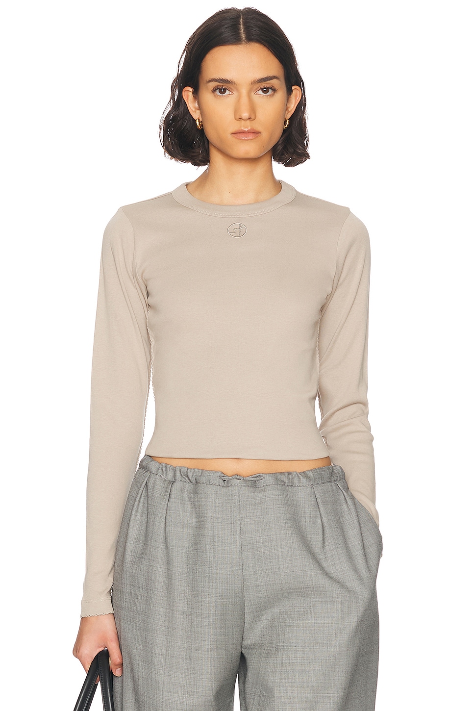 Image 1 of Saks Potts Eloise Long Sleeve T-Shirt in Smoke Grey