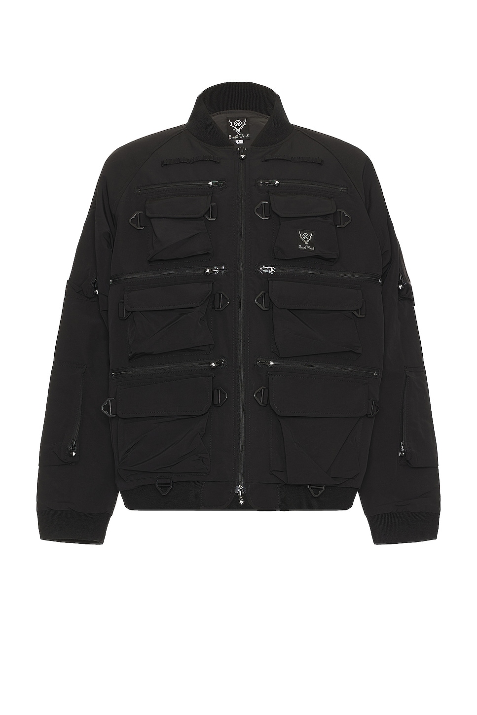 Image 1 of South2 West8 Multi-pocket Zipped Down Jacket in Black