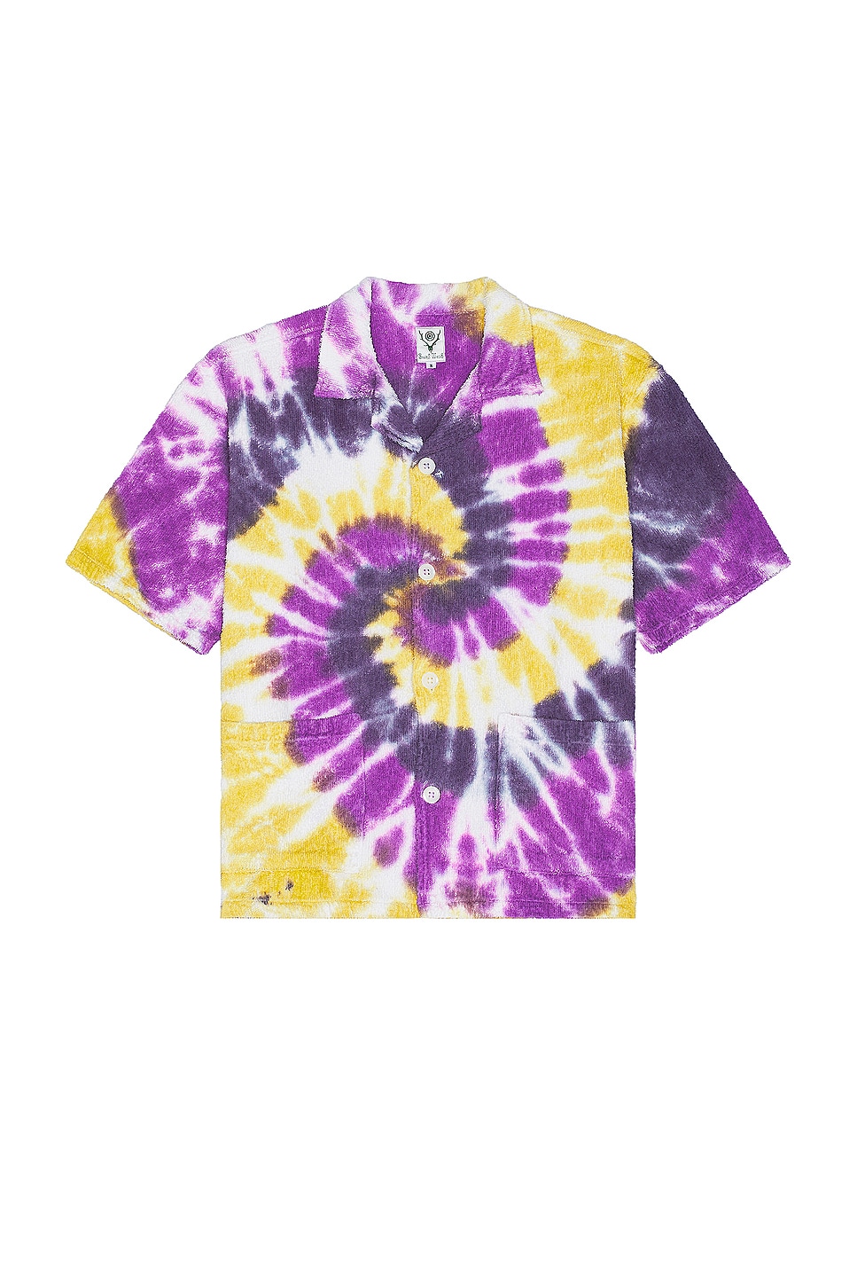Image 1 of South2 West8 Cabana Shirt Cotton Pile Tie Dye in B-Yellow & Purple
