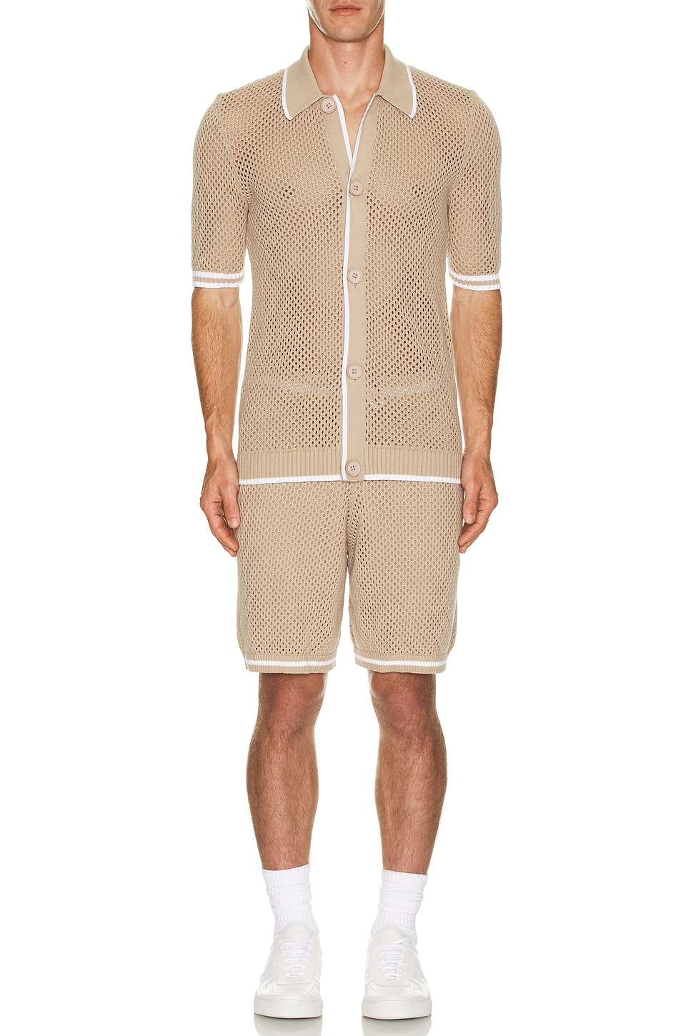 Image 1 of SER.O.YA Logan Short in Beige & White