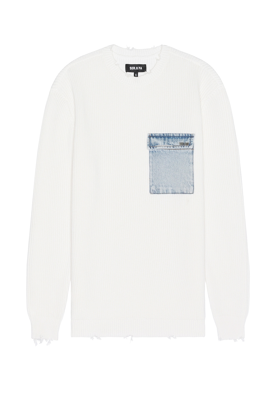 Image 1 of SER.O.YA Damien Sweater in White & Denim