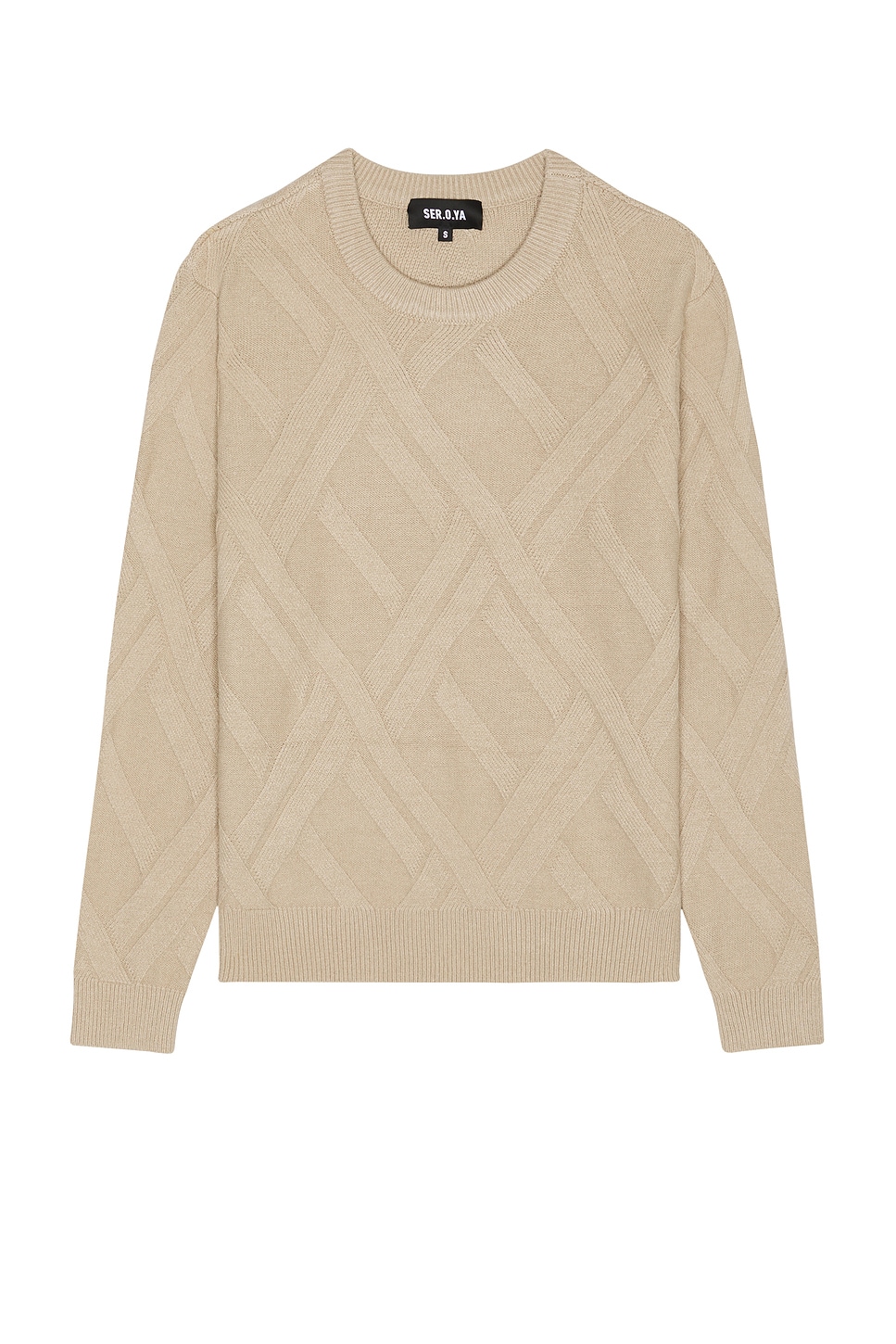 Joseph Grid Cable Sweater in Tan
