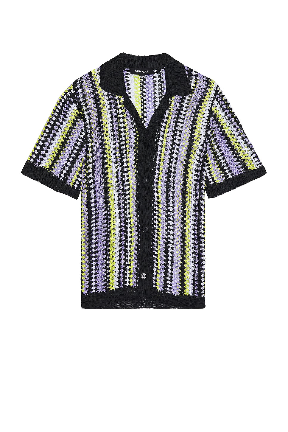 Image 1 of SER.O.YA Arthur Crochet Shirt in Black & Multi