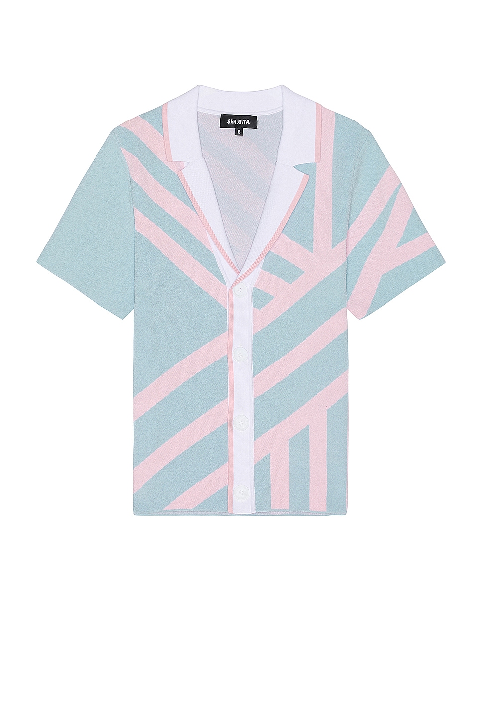 Image 1 of SER.O.YA Lei Shirt in Jacquard Blue & Pink