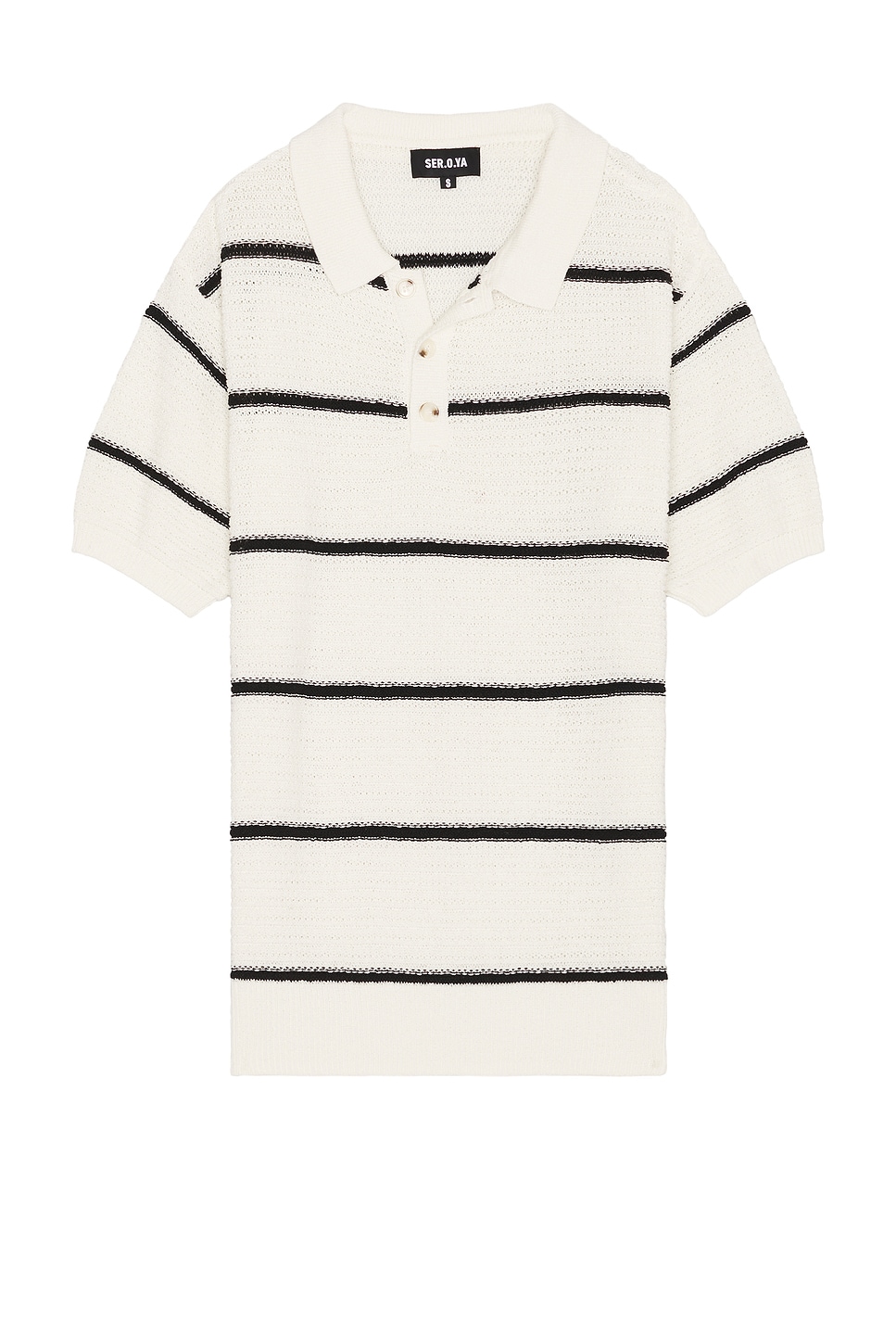 Image 1 of SER.O.YA Samuel Knit Polo Shirt in White & Black