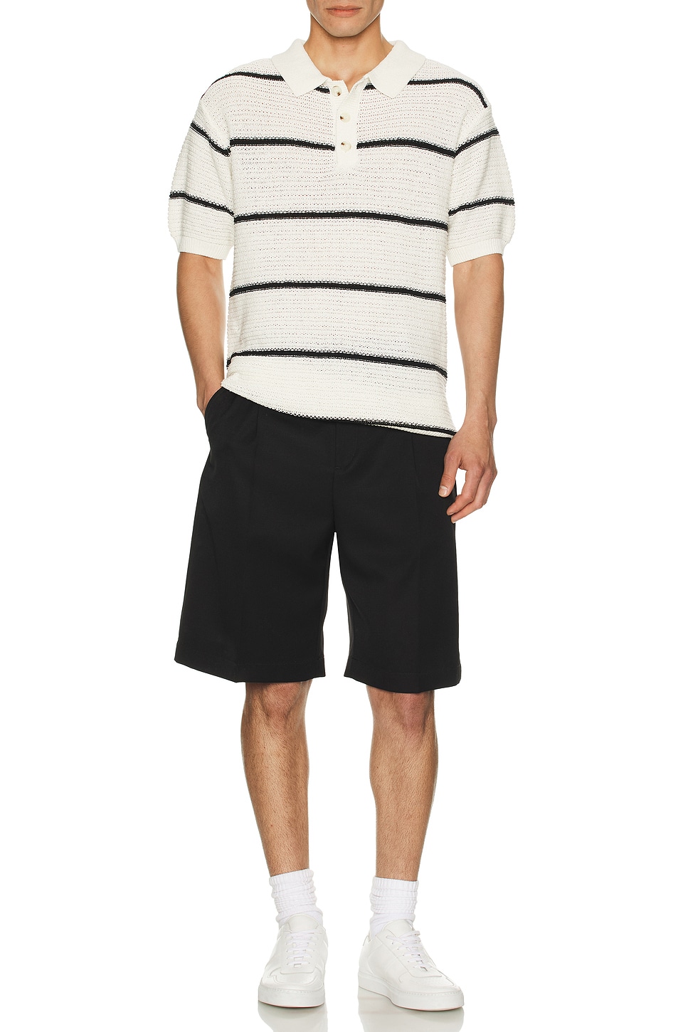 Image 1 of SER.O.YA Samuel Knit Polo Shirt in White & Black