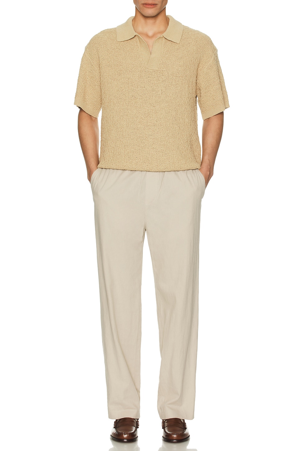 Image 1 of SER.O.YA Alexander Knit Polo Shirt in Tan