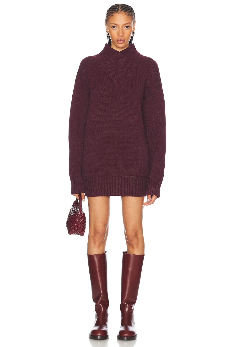 Shop Ser.o.ya Dessa Chunky Knit Sweater Dress In Merlot