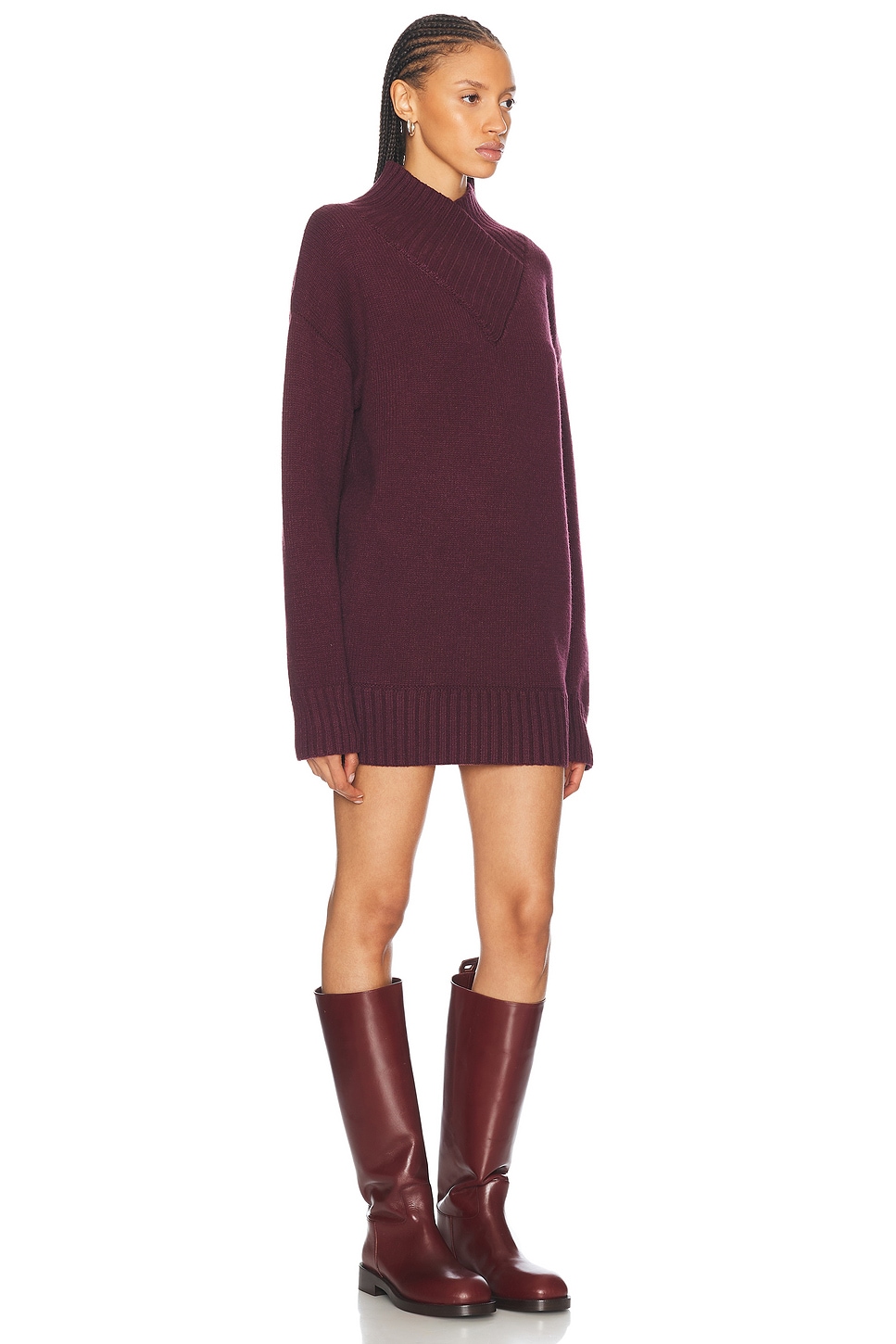 Shop Ser.o.ya Dessa Chunky Knit Sweater Dress In Merlot