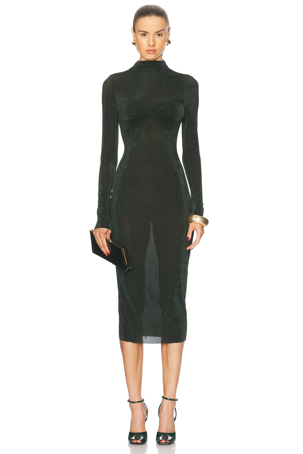 Image 1 of SER.O.YA Bailey Midi Dress in Forest Green