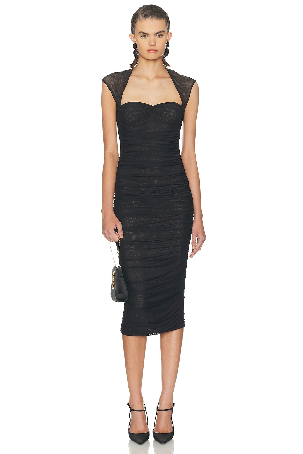 Image 1 of SER.O.YA Kylie Mesh Midi Dress in Black