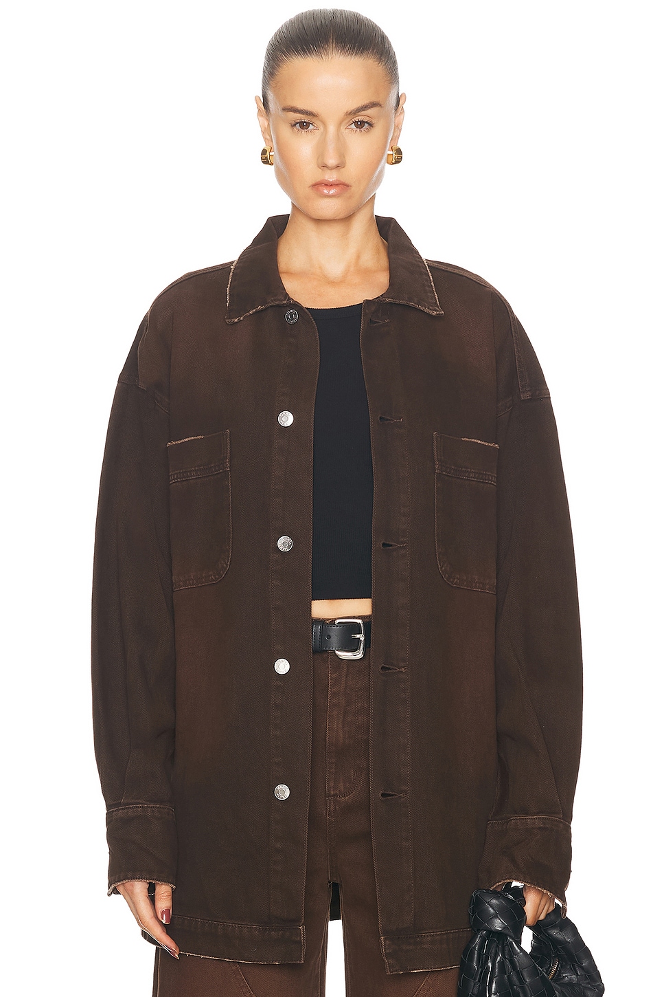 Image 1 of SER.O.YA Storme Relaxed Shacket in Vintage Brown