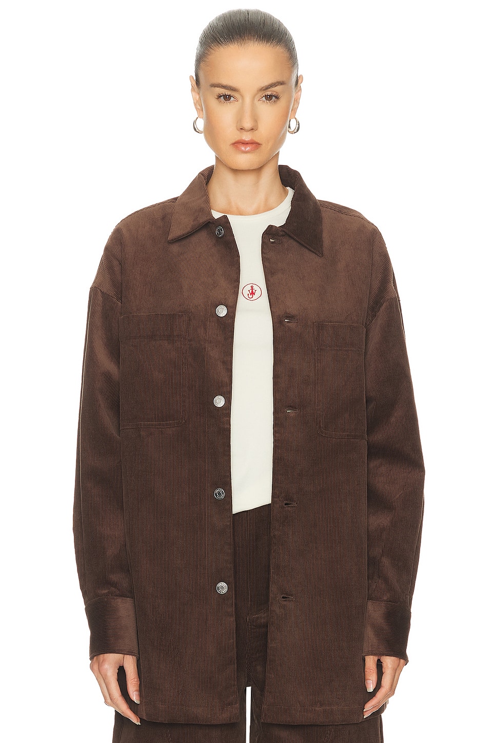 Image 1 of SEROYA April Corduroy Shacket in Slate Brown