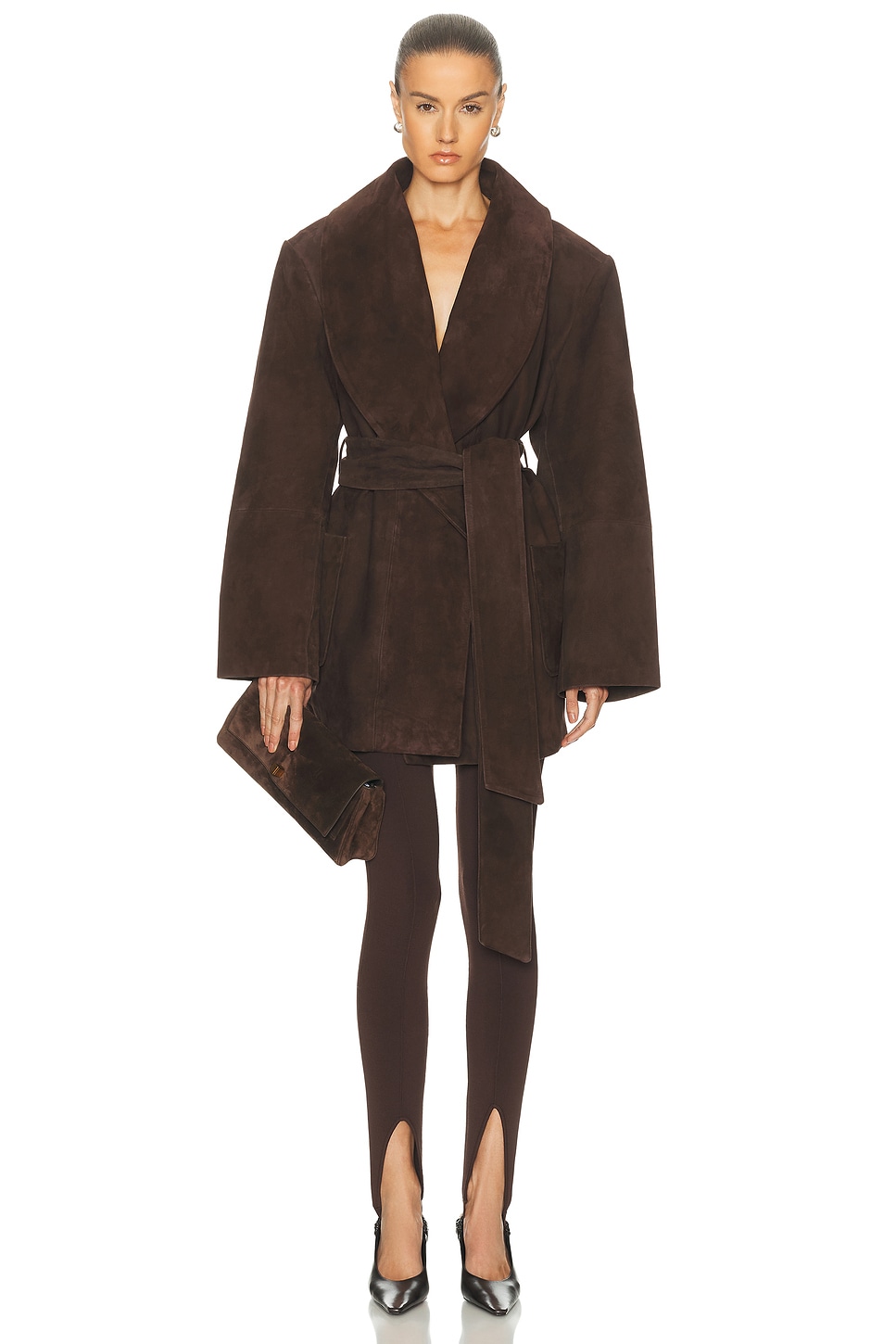 Image 1 of SEROYA Chandra Suede Jacket in Tobacco