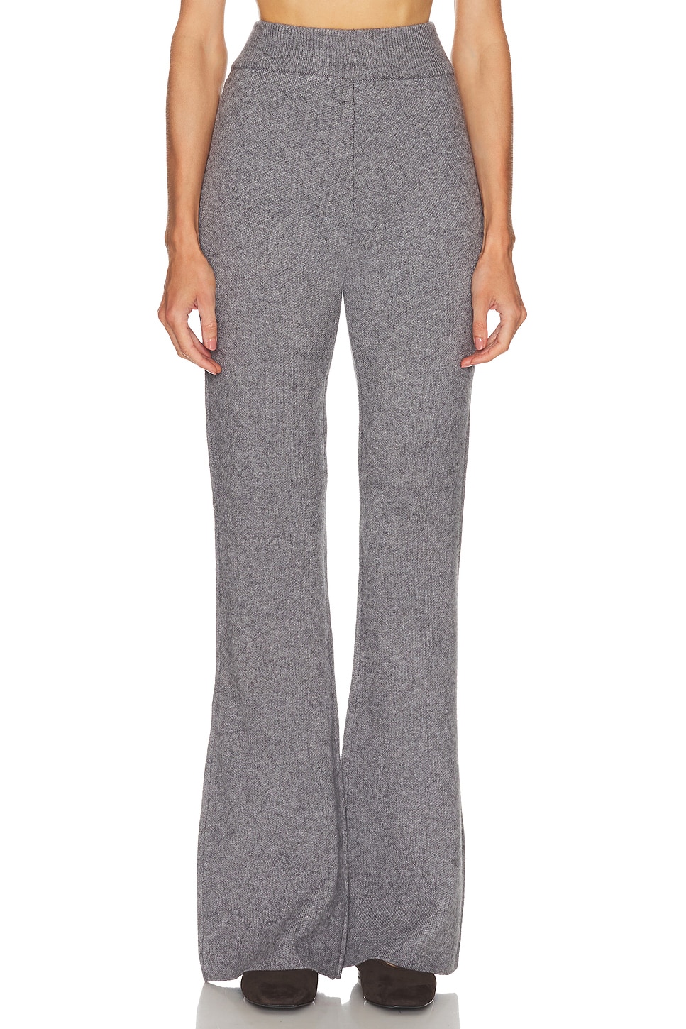 Image 1 of SEROYA Mickie Knit Flare Pant in Medium Grey