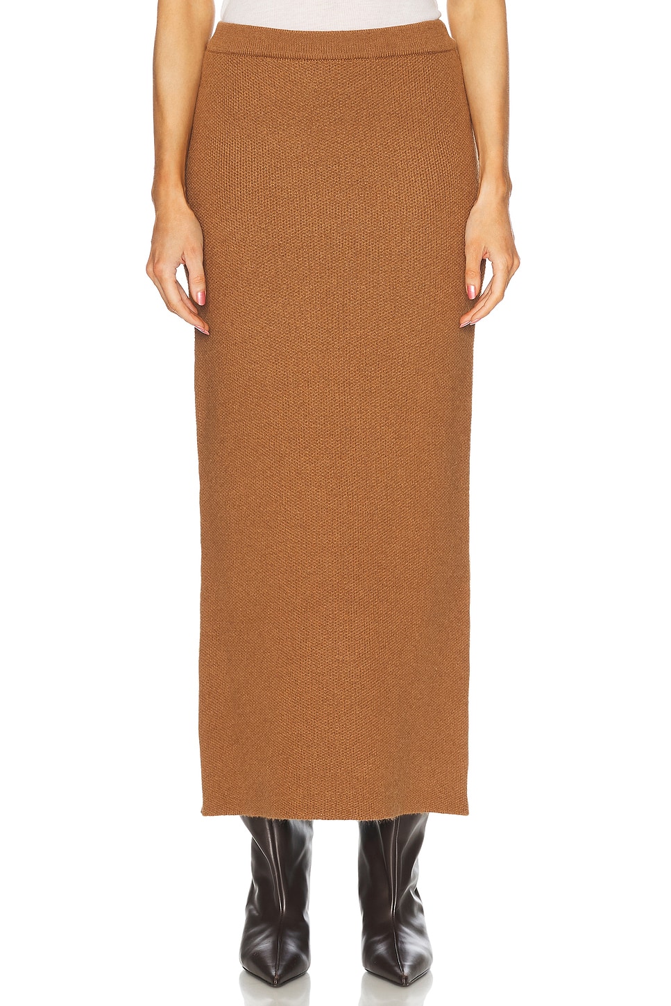 Hazel Knit Maxi Skirt in Brown