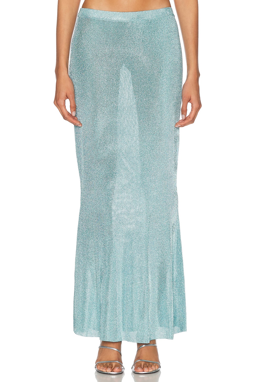 Image 1 of SER.O.YA Harmony Metallic Skirt in Frosted Sea
