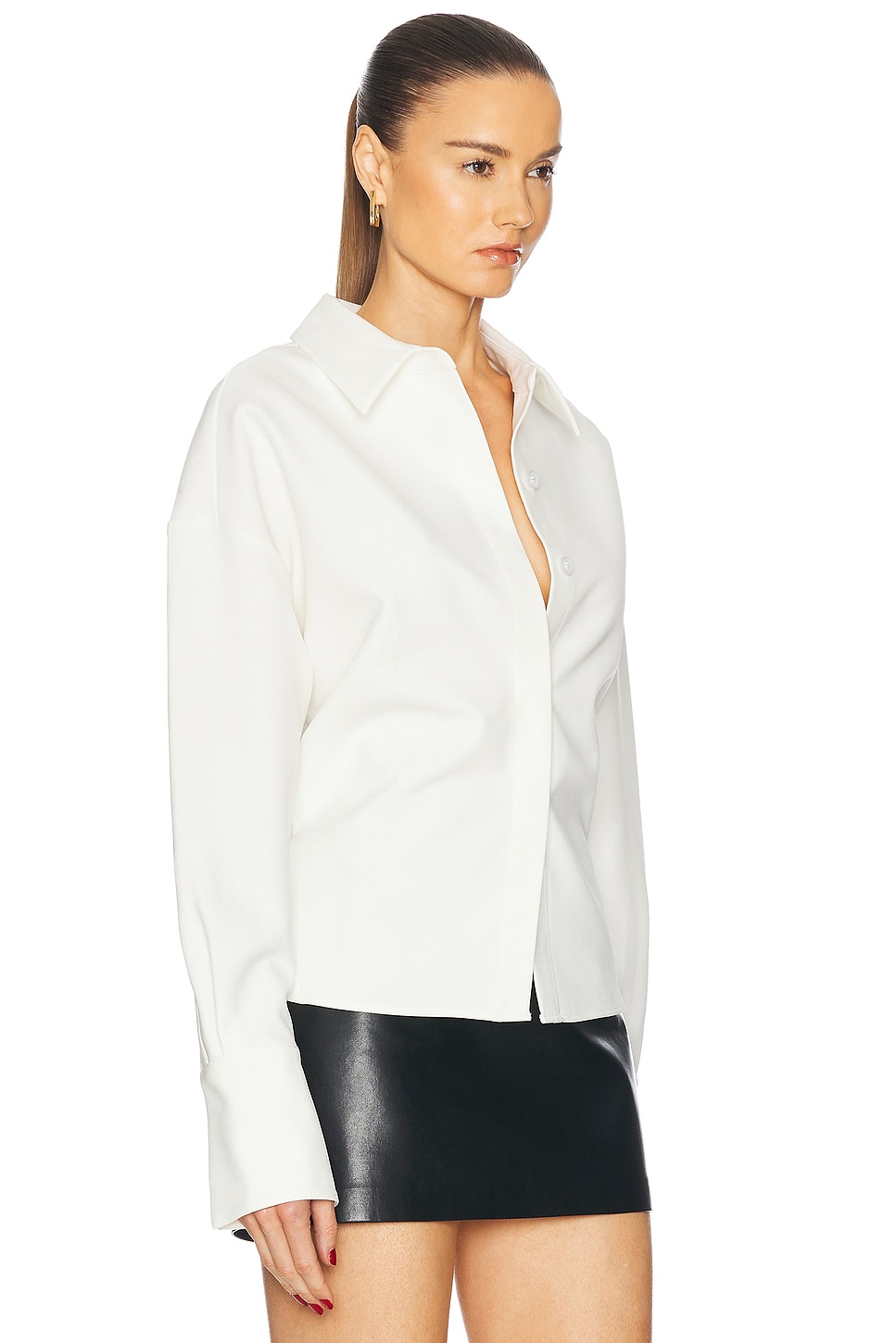 Shop Ser.o.ya Rhia Draped Button Down Shirt In Eggshell