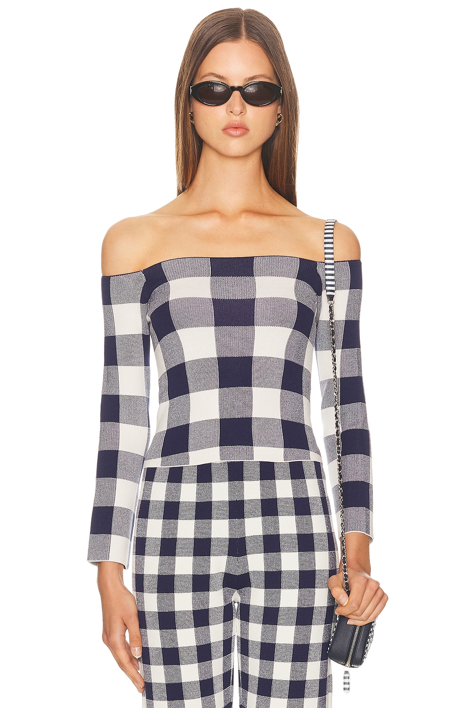 Image 1 of SER.O.YA Vale Top in Navy Gingham