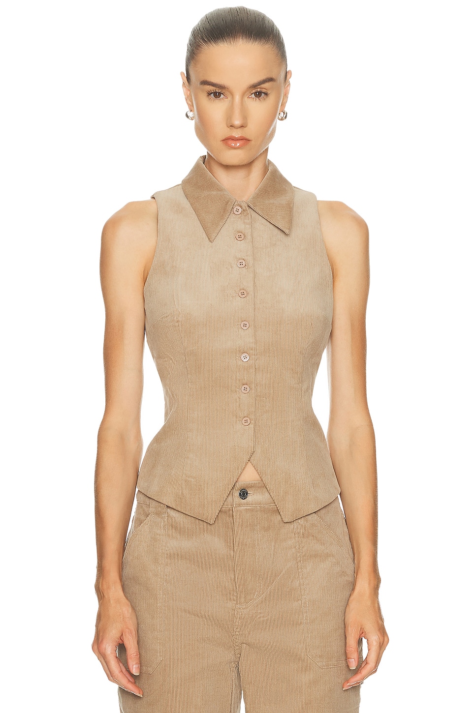 Image 1 of SER.O.YA Becky Corduroy Vest in Desert