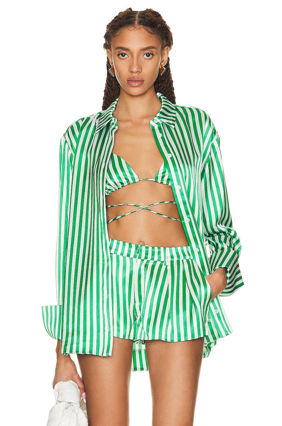 Image 1 of SER.O.YA Zucker Shirt in Kelly Green Stripe