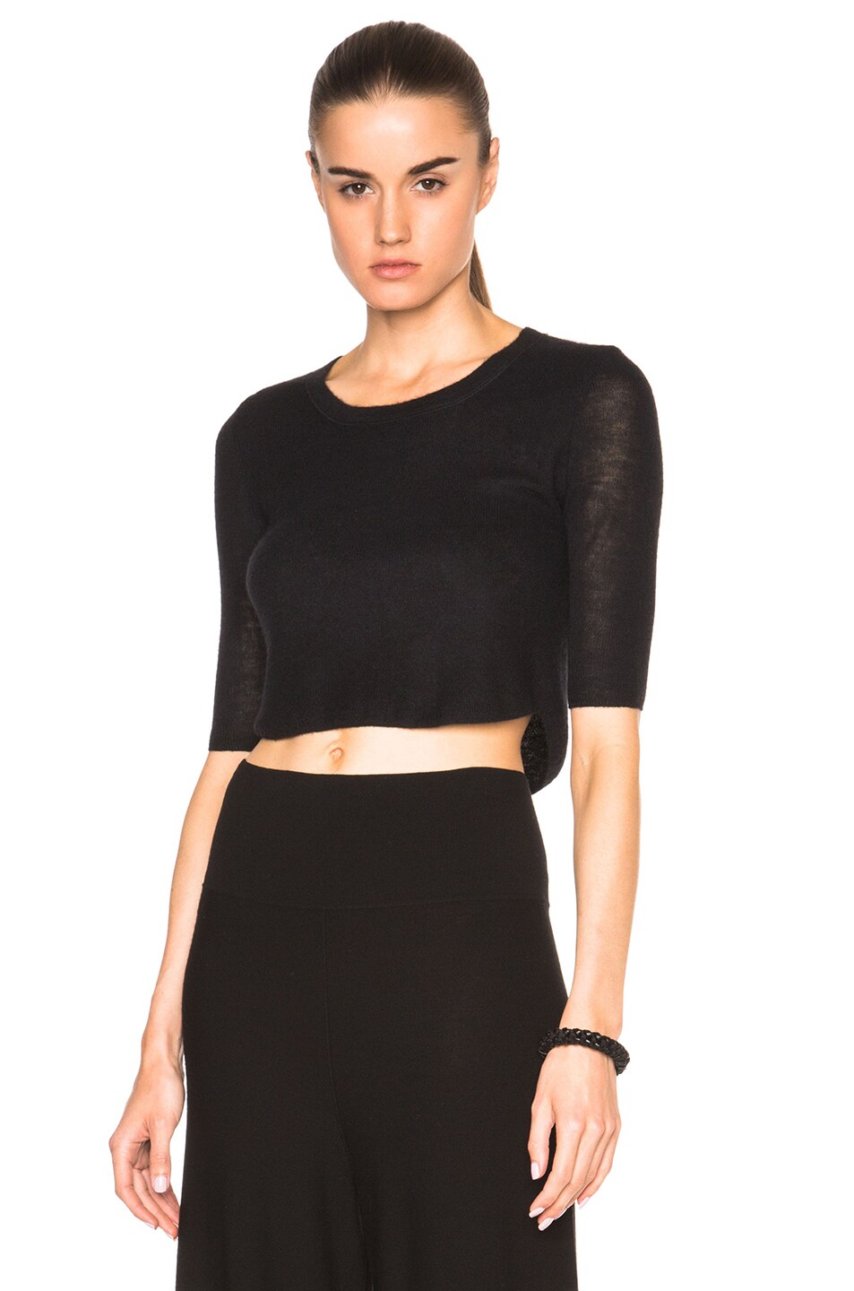 Image 1 of Soyer Cashmere Crop Top in Black