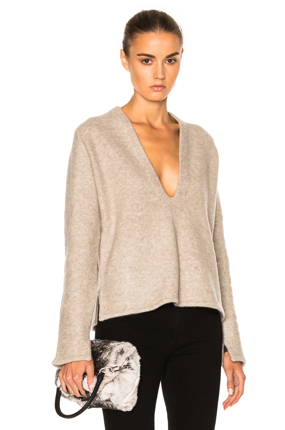 Image 1 of Soyer Deep V Sweater in Oyster