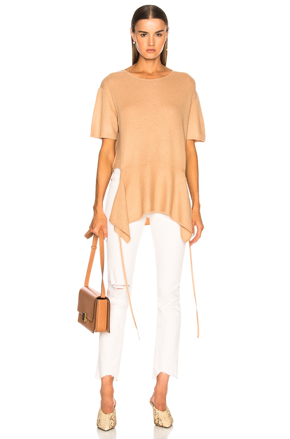 Image 1 of Soyer Chloe Cashmere Tie Tee in Bisque