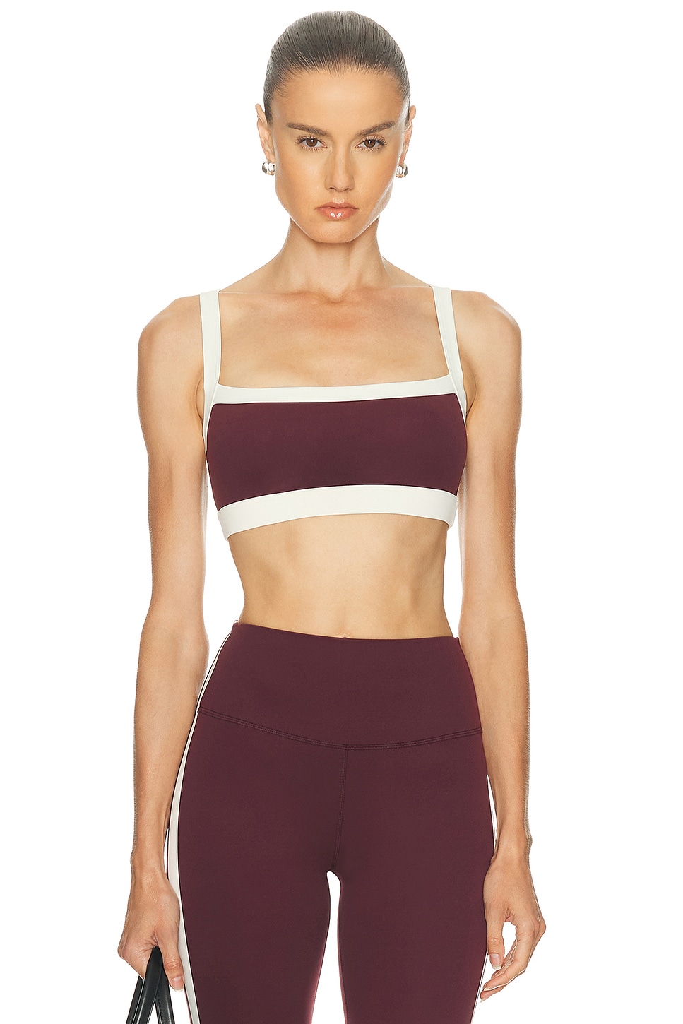 Splits59 Womens Dark Cherry Monah Rigor Stretch-jersey Sports Bra Xs