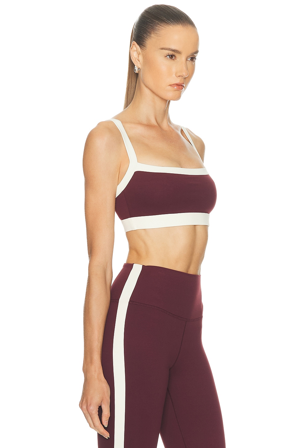 Splits59 Womens Dark Cherry Monah Rigor Stretch-jersey Sports Bra Xs