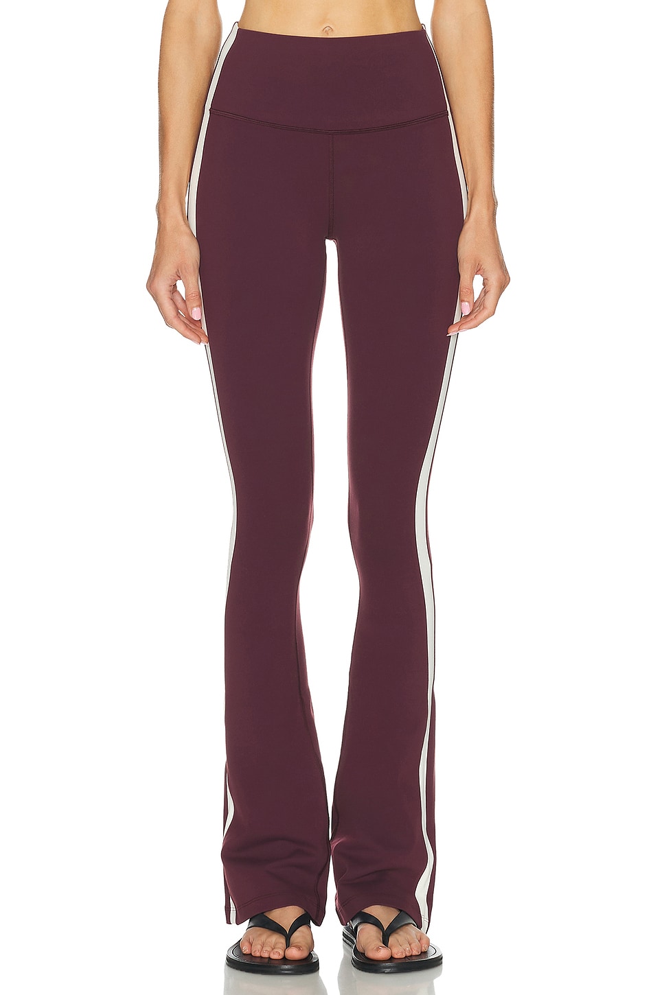 Image 1 of Splits59 Raquel High Waist Supplex Flare 32 Legging in Dark Cherry & Creme