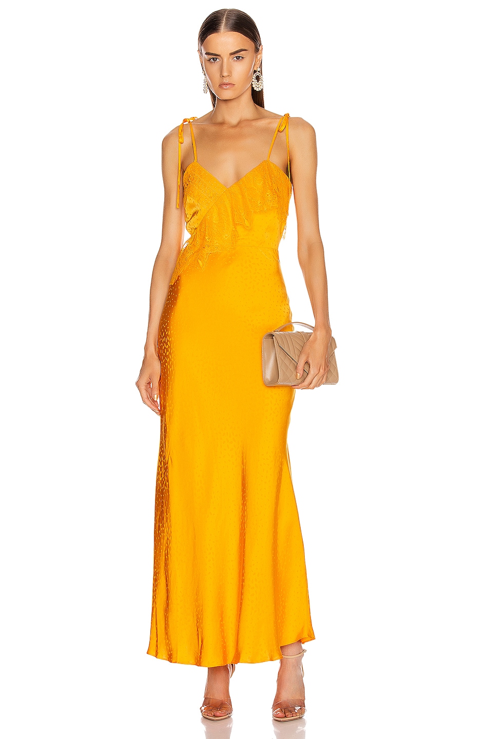 orange jacquard dress