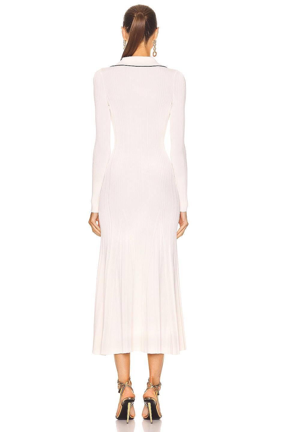 selfportrait Contrast Stitch Knit Dress in Ivory FWRD