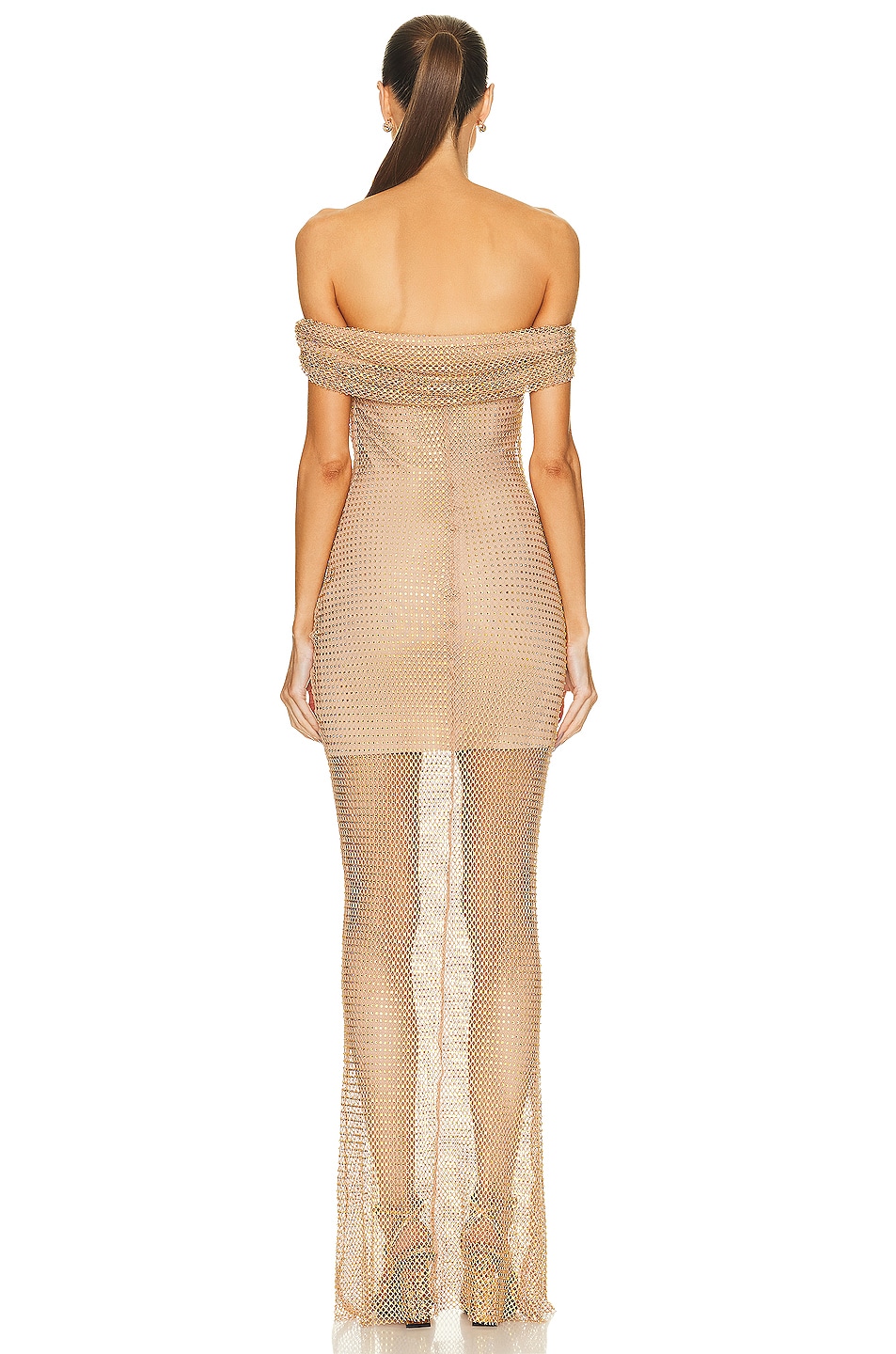 self-portrait Tan Hotfix Fishnet Maxi Dress thumbnail