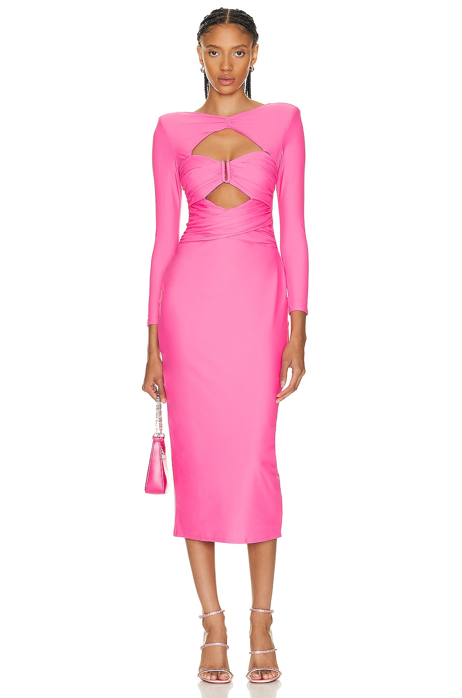 Image 1 of self-portrait Jersey Midi Dress in Pink